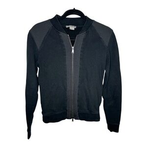 Vince Black Cotton Blend Full Zip Jacket